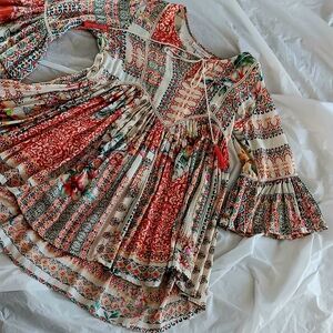 NEW 2-Pieces-in-1, Colorful Bohemian Mini Dress or Tunic Top, Sm, Fairycore, Sm.